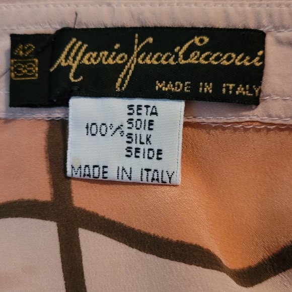 MARIO PUCCI CECCONI SIGNED ITALIAN 100% SILK VINTAGE 1960'S LONG SLEEVE BLOUSE - Picture 12 of 12